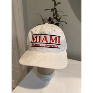 Vintage 90’s Miami University RedHawks Snapback Hat The Game White Red Retro Cap